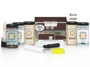 Retique It® Wood'n Cabinet Kit with 24 smooth Java stain doors, showcasing a sleek wood finish for kitchen or bathroom cabinets.