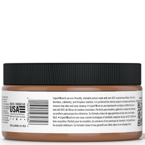 Retique It® Liquid Wood interior paint in 8oz jar, dark wood finish, shown in a jar with a smooth, dark stain appearance.