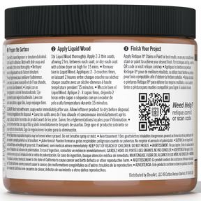 Dark 16oz Liquid Wood paint by Retique It® for interior surfaces, showcasing a rich, dark wood finish in a convenient bottle.