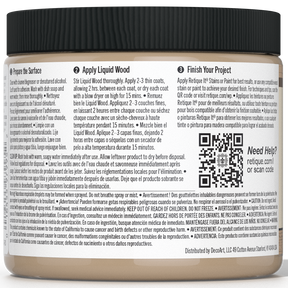 Retique It® Liquid Wood interior paint in 16oz light color, showing the smooth liquid wood finish on a surface.