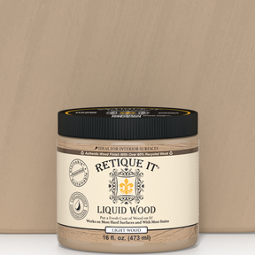 Retique It® Liquid Wood 16oz Light interior paint in a container with a smooth, wooden finish appearance.