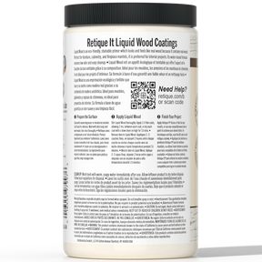 Liquid Wood 32oz Bleached interior paint by Retique It® shown in a clear container with a smooth, bleached wood finish.
