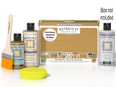 Retique It Multi-purpose Smooth Finish Kit in Old Oak for exterior wood, includes gloss top coat and application tools.
