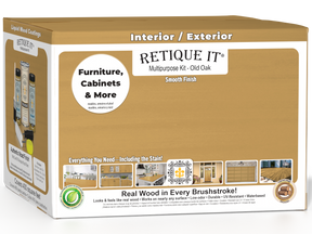 Retique It® Multi-purpose Smooth Finish Kit in Old Oak, 4-piece set with wood finish tools and products for furniture refinishing.