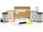 Retique It Multi-purpose Smooth Finish Kit for exterior wood in Old Oak, includes four large top coat bottles with application tools.