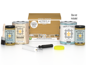 Retique It® Multi-purpose Smooth Finish Kit in Old Oak for interior wood projects, includes four large top coat bottles in matte finish.