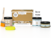 Retique It Multi-purpose Smooth Finish Kit in Old Oak for interior wood surfaces, includes top coat and application tools.