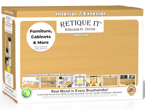 Retique It® Multi-purpose Smooth Finish Kit (Large) in Old Oak wood tone, showing the kit's contents and smooth finish application.