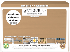 Retique It® Multi-purpose Smooth Finish Kit in Pecan, large size, includes wood finish products in a box, ideal for wood projects.