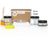 Retique It Multi-purpose Smooth Finish Kit in Pecan, interior top coat for wood furniture and surfaces, includes application box.