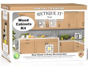 Retique It® Wood'n Cabinet Kit in Pecan with 12 smooth doors, ideal for staining and finishing kitchen cabinets.