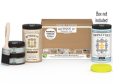 Large Pecan Multi-purpose Smooth Finish Kit by Retique It for wood interior top coating, includes tools and materials in box.