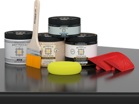 Retique It® Multi-purpose Smooth Finish Kit in classic black, exterior top coat on a wooden table with a glossy finish.