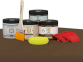 Retique It Wood'n Kit in Vintage Cherry for exterior wood finishing, featuring a matte top coat on a wooden surface.