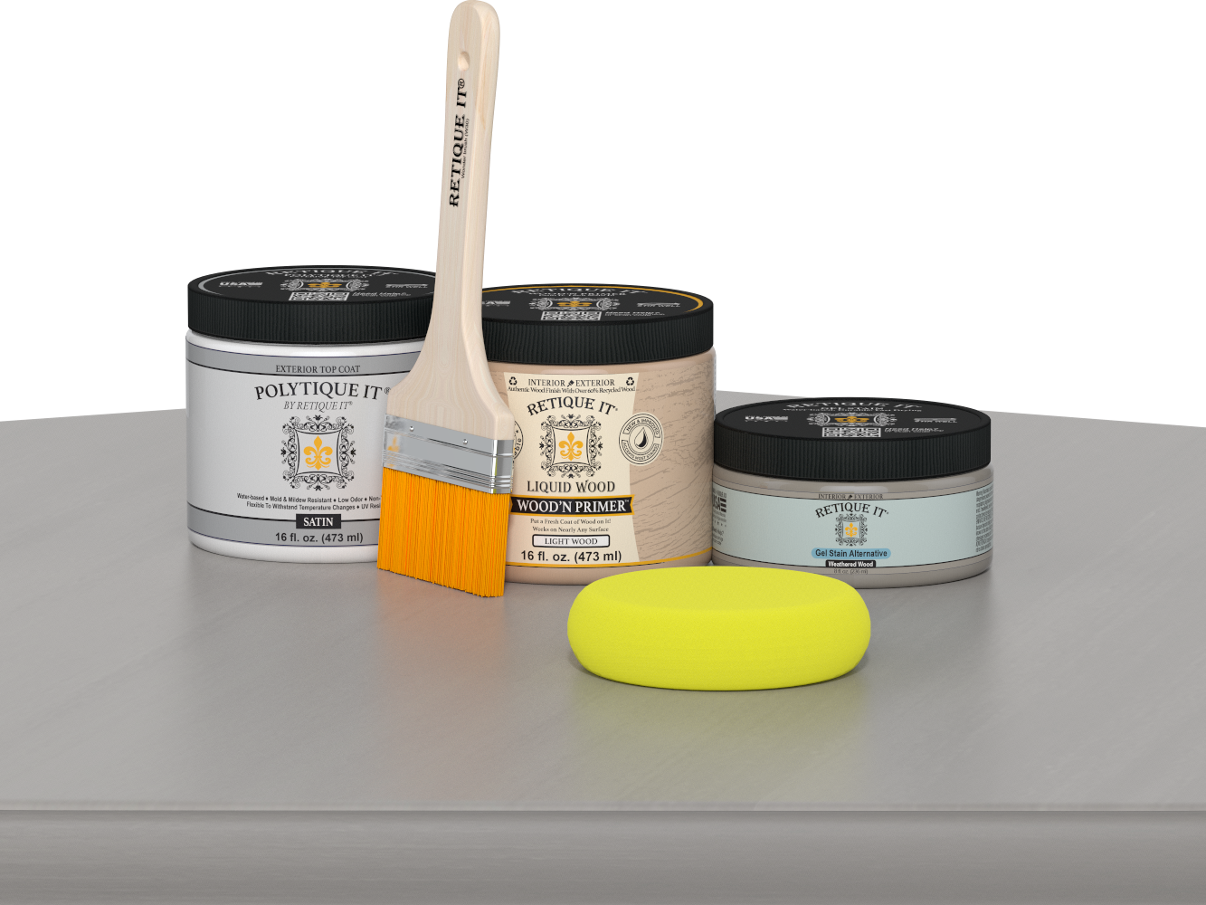 Retique It Wood'n Door smooth finish stain kit in weathered wood, showcasing a satin weathered wood stain on wood surface.