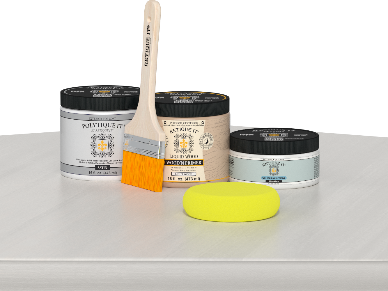 Retique It Wood'n Door Smooth Finish Kit in White Wash stain, showing a door with a satin white wash finish.
