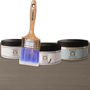 Retique It Multi-purpose Smooth Finish Kit in Harbor Gray with exterior top coat, featuring wood finish and primer components.