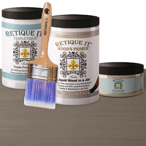 Large Harbor Gray Multi-purpose Smooth Finish Kit by Retique It for wood interior top coating, includes primer gel and finishing components.