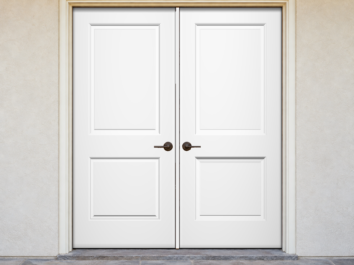 double doors before the finish transformation