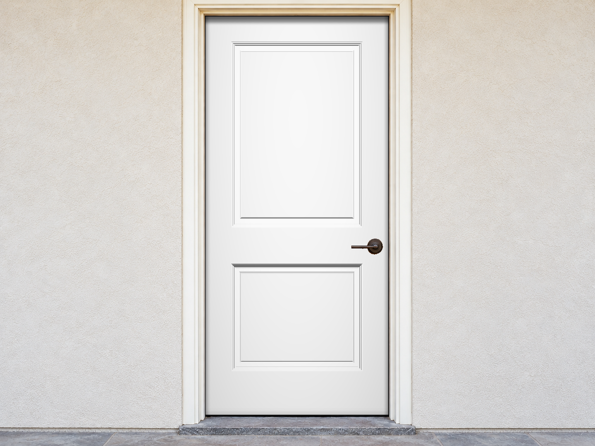 Single front door before the finish transformation