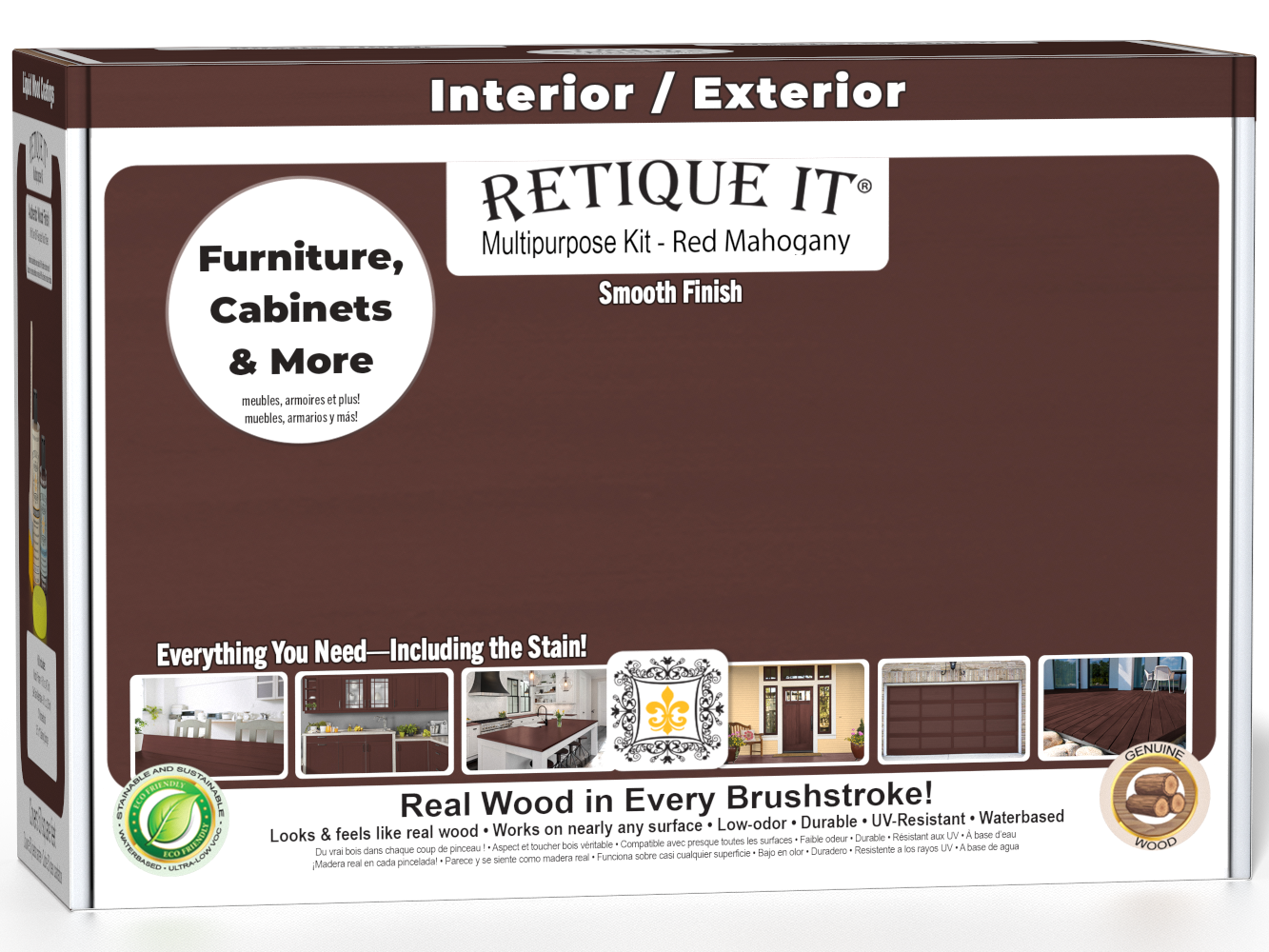 Retique It® Multi-purpose Smooth Finish Kit in Red Mahogany for interior wood top coating, includes wood finish components.