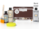 Retique It® Multi-purpose Smooth Finish Kit in Red Mahogany for exterior wood, includes top coat and application tools.