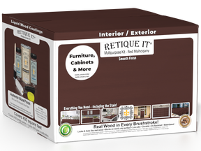 Retique It® Wood'n Finish Kit in Red Mahogany, large multi-purpose smooth finish set with four bottles, ideal for wood projects.