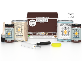 Retique It® Multi-purpose Smooth Finish Kit in Red Mahogany with interior top coat, featuring four large wood finish components in a box.