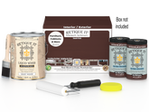 Retique It® wood finish kit with four large red mahogany smooth finish products for wood refinishing and furniture restoration.