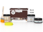 Retique It® Wood'n Finish Kit in Red Mahogany for exterior wood projects, includes multi-purpose smooth finish top coat.