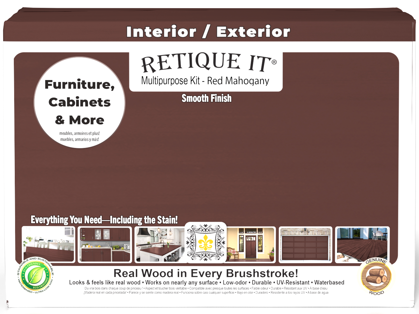 Large Red Mahogany Multi-purpose Smooth Finish Kit from Wood'n Finish Kits by Retique It®, showing the box front with product details.