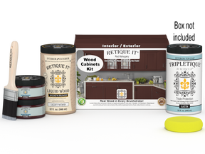 Retique It® Wood'n Cabinet Kit with 12 smooth red mahogany stained cabinet doors, designed for easy staining and finishing.