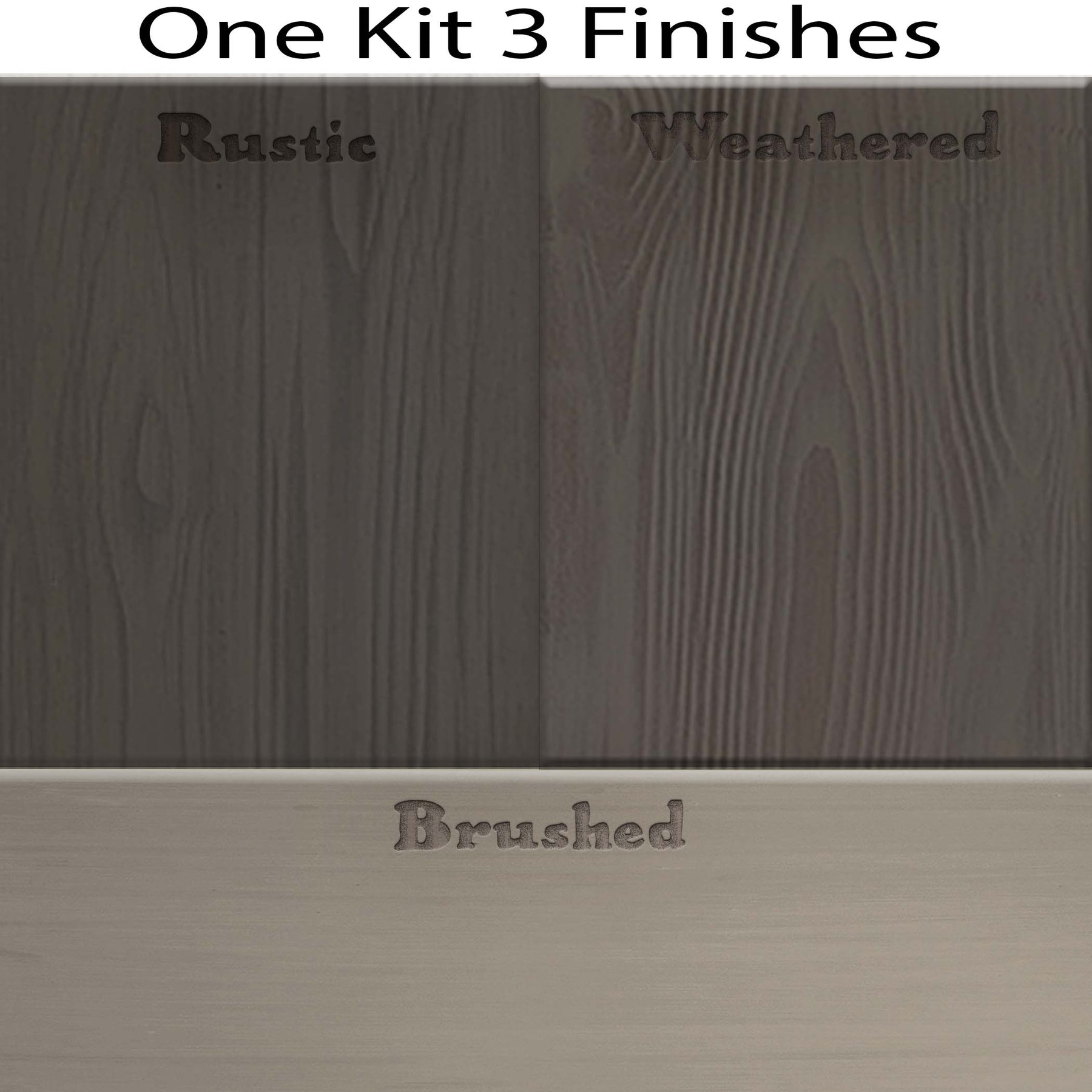 Retique It Wood'n Finish Kit in Harbor Gray with three swatch finishes for exterior wood projects.