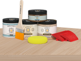 Retique It® white oak countertop kit with matte stain for kitchen islands, featuring natural wood grain and white oak finish.