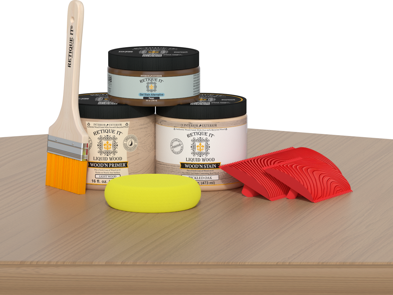 Retique It® Fireplace Wood'n Finish Kit in Pickled Oak stain, designed for full fireplace restoration and wood finishing.