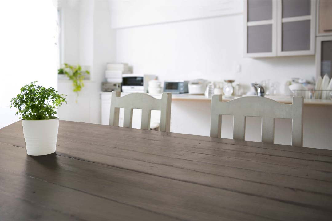 Retique It Multi-purpose Smooth Finish Kit for wood, Harbor Gray interior top coat applied on a tabletop surface.