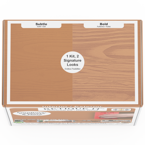 Retique It Universal Liquid Wood Kit in dark wood, showing a box with application tools and dark wood liquid wood product.