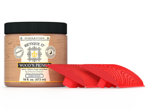 Retique It Universal Liquid Wood Kit in Dark Wood finish, showing the front view with applicator and dark wood texture.
