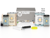 Retique It® Multi-purpose Smooth Finish Kit in Weathered Wood with interior top coat, includes four large wood finish bottles and applicator tools.