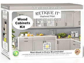 Weathered Wood Wood'n Cabinet Kit by Retique It® with 12 smooth doors, ideal for staining and finishing cabinets.