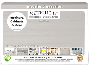 Retique It® Large Multi-purpose Smooth Finish Kit in Weathered Wood for interior top coat with matte finish, wood repair and finishing.
