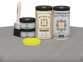 Large Weathered Wood Multi-purpose Smooth Finish Kit by Retique It® with exterior satin top coat for wood furniture and surfaces.