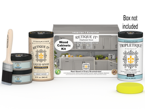 Weathered Wood Wood'n Cabinet Kit with 12 smooth doors from Retique It® for stained cabinet renovation.