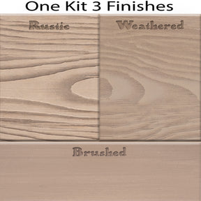 Retique It® Wood'n Finish Kit in French Oak, medium size, with exterior top coat swatches showing different wood finish options.