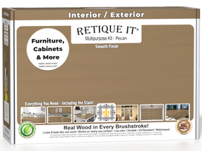 Retique It® Multi-purpose Smooth Finish Kit in Pecan for interior wood projects, featuring a matte top coat.
