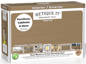 Retique It® Multi-purpose Smooth Finish Kit in Pecan, wood finishing kit with brushes and tools for a smooth wood finish.