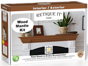 Retique It® Fireplace Mantel Wood'n Finish Kit in cedar stain, featuring wood stain products for fireplace mantel finishing.