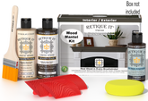 Retique It® Wood'n Finish Kit in Charcoal stain for fireplace mantels, includes stain and application tools, shown in box.