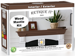 Retique It® Wood'n Finish Kit Java for fireplace mantels, includes stain box with wood stain for finishing and customizing fireplace mantels.