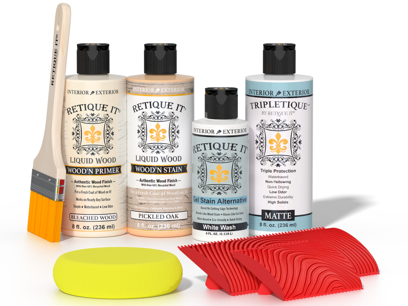 Retique It® Wood'n Finish Kit Sun Bleached for tabletops, includes wood stain and finish components in a compact kit.